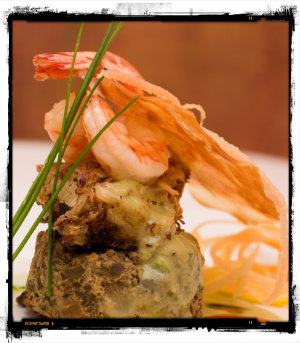 Gourmet shrimp on a plate